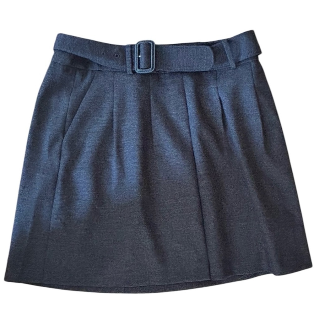 The Limited Navy Pleated Mini Skirt Sz 6 With Belt Pockets Business Casual